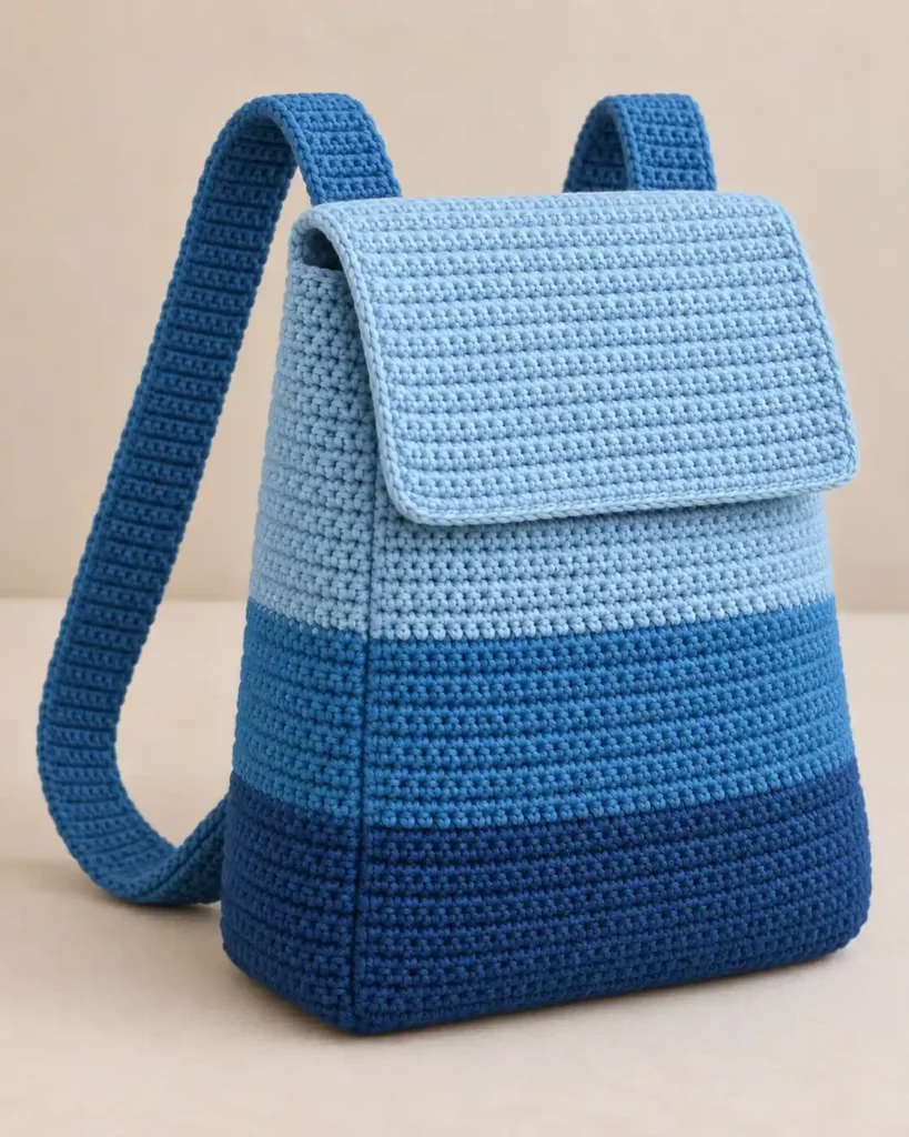 Crochet Backpack Ocean Blue Ombre Free Crochet Pattern