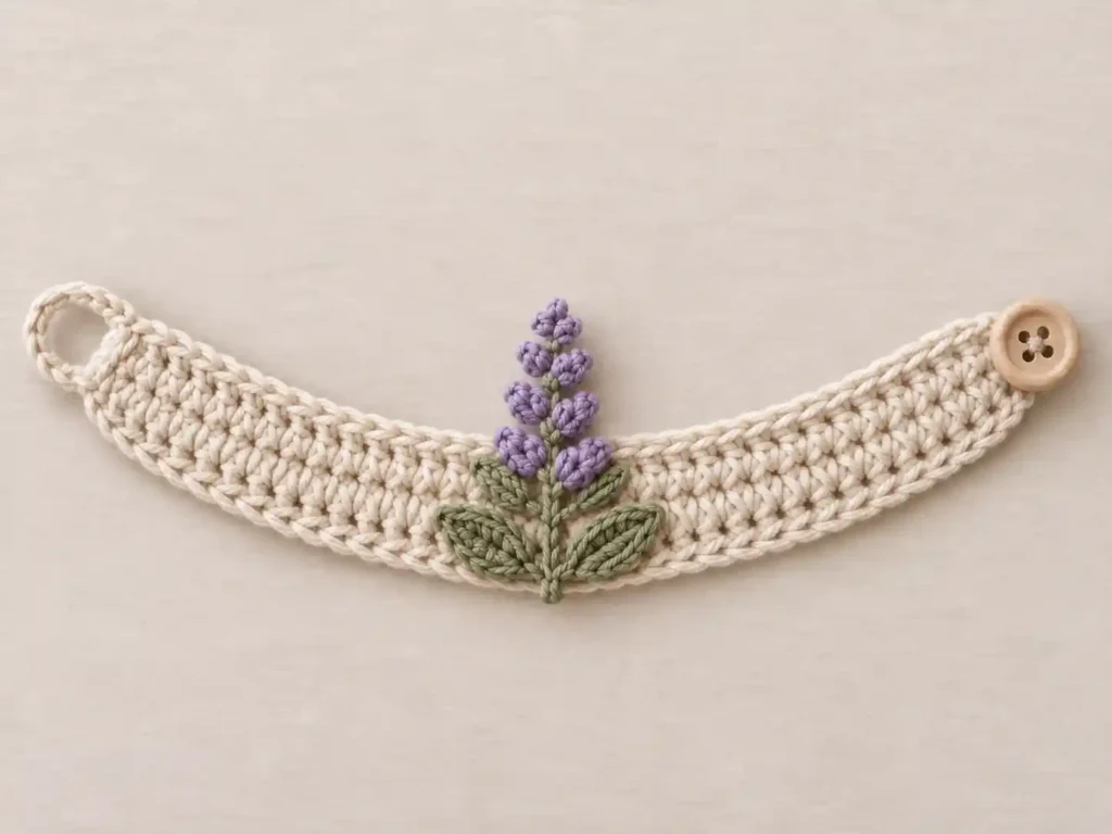 Crochet Jewelry Patterns Lavender Sprig Cottage Charm Bracelet Handmade Free Crochet Pattern