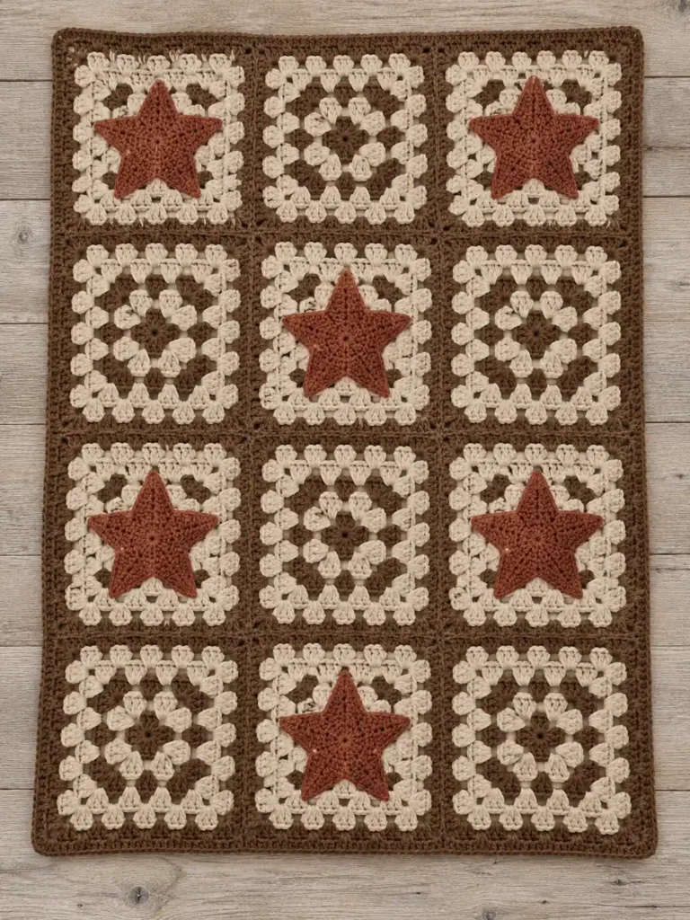 Crochet Rustic Star Blanket – Western Granny Square Crochet Blanket Pattern