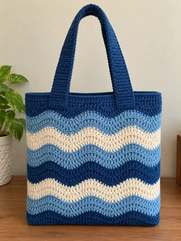 Crochet Tote Pattern Ocean Wave Tapestry Tote Bag