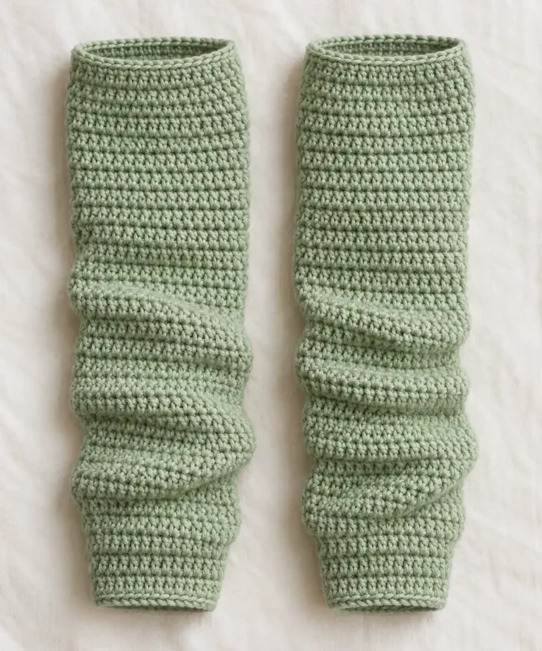 Crocheted Cute Green Leg Warmers Pattern