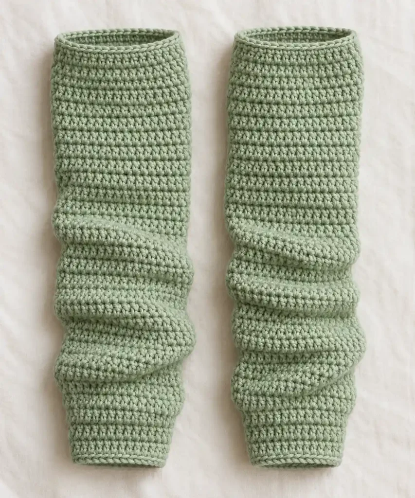 Crocheted Cute Green Leg Warmers Pattern