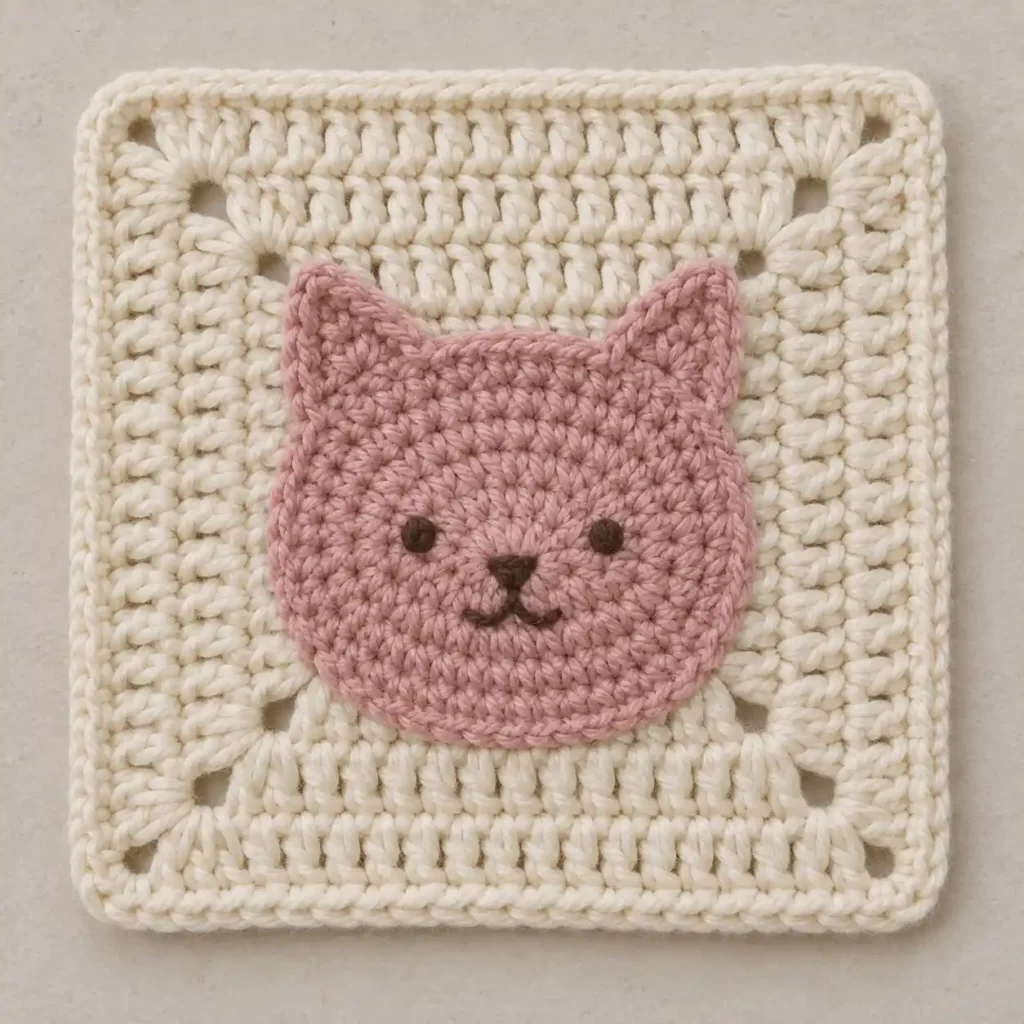 Cute Crochet Cat Motif Granny Square Pattern
