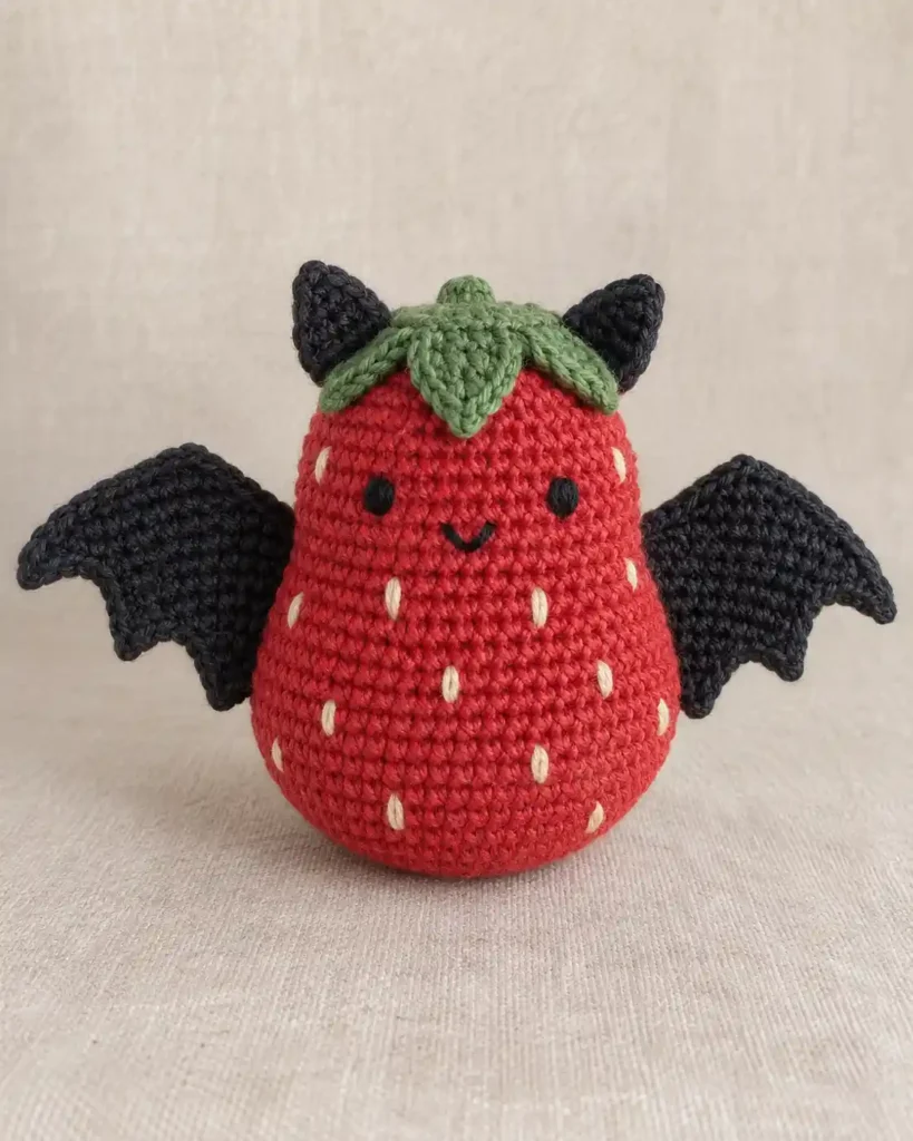 Cute Strawberry Bat Crochet Amigurumi Free Diy Crochet Pattern