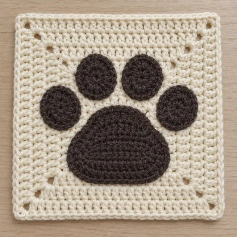 Dog Paw Granny Square Crochet Paw Print Square Pattern