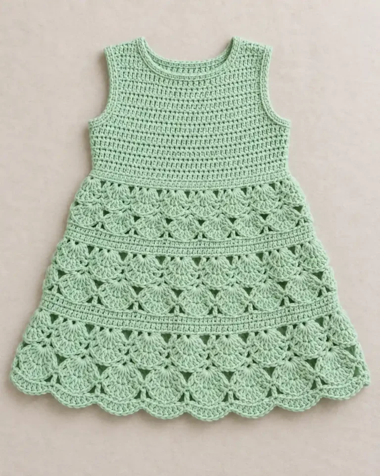 Mint Green Tiered Shell Toddler Dress Crochet Pattern