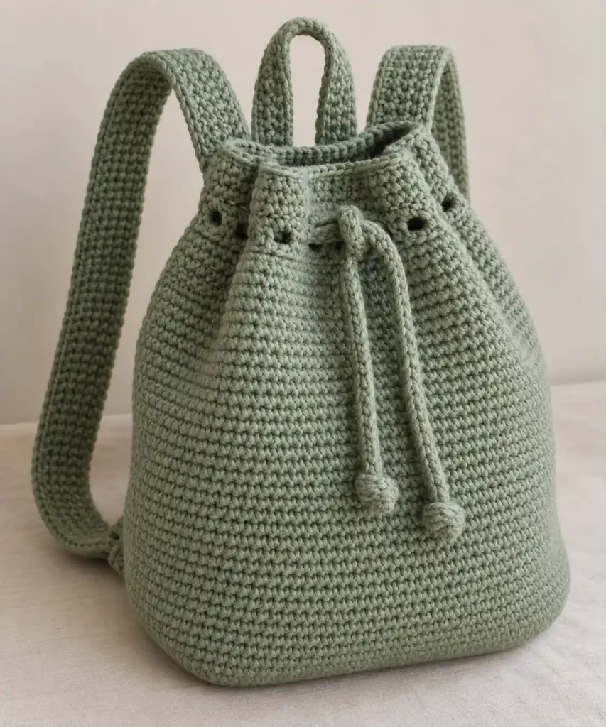 Sage Green Bag Crochet Backpack Free Crochet Pattern