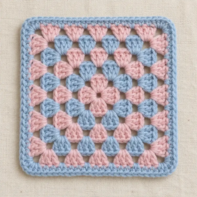 Simple Cute Pink And Blue Granny Square Crochet Pattern